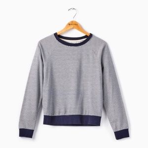 Thread & Supply Navy/White Stripped Pullover  L NWT